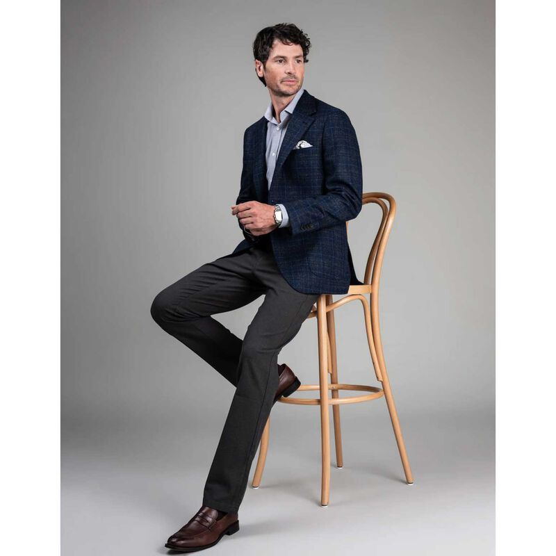 Rembrandt Malta Blue & Taupe Brown Check Blazer image number 3